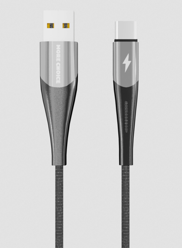 Купить Дата-кабель Smart USB 3.0A для Type-C More choice K41Sa New нейлон 1м (Silver Black)